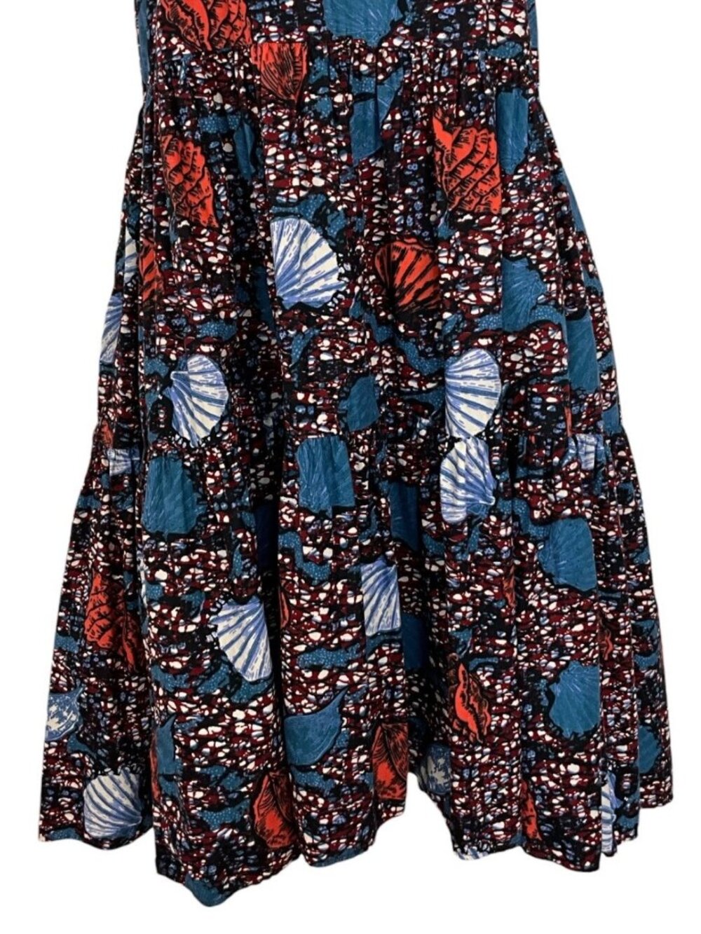 Ulla Johnson Tamsin Dress 6 Azul Cotton Ruffles Red White Blue Seashell Design - Picture 12 of 16